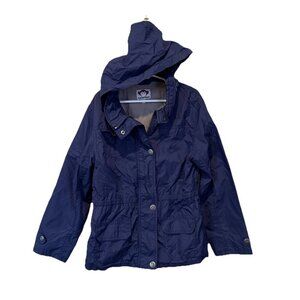 Appaman Girls Jacket 8 Navy Blue Lightweight Windbreaker Hooded Zip Up Pockets